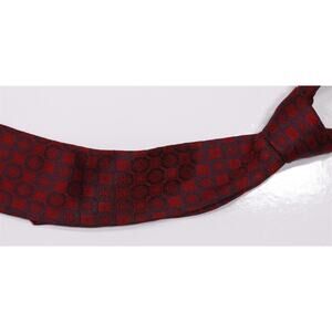 Sulka Red Navy Textured Floral Jacquard Silk Necktie Tie England
